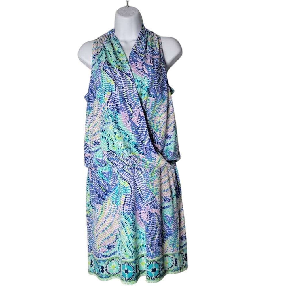 Lilly Pulitzer Womens Dress S Multicolor Tropical Print Sleeveless Blouson Style